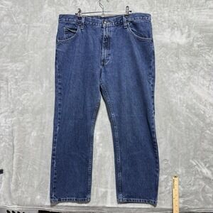 Wrangler Jeans Mens 38x29 Blue Denim Streetwear All Day Comfort Straight Leg